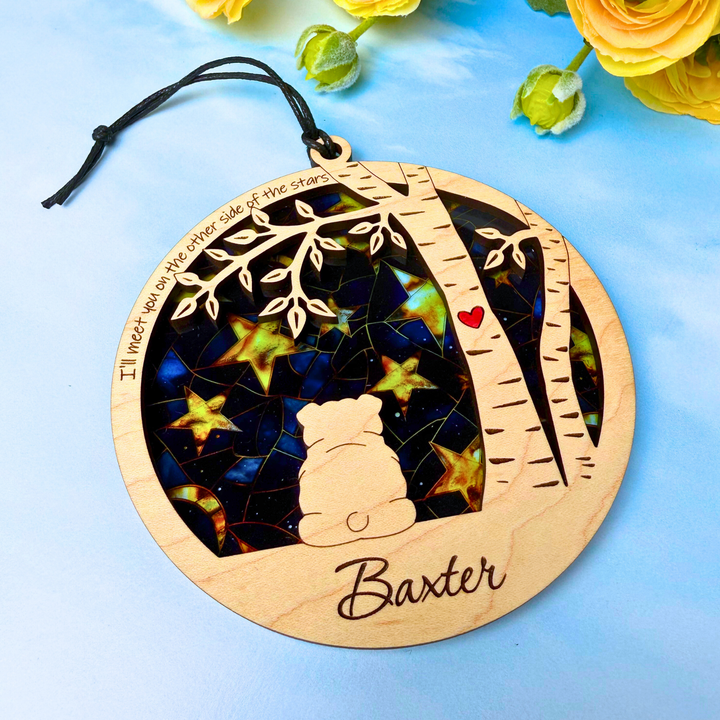 Dog Memorial Suncatcher - I'll meet you on the other side of the stars