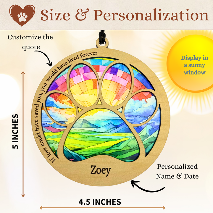 Pet Memorial Suncatcher - Paw Design