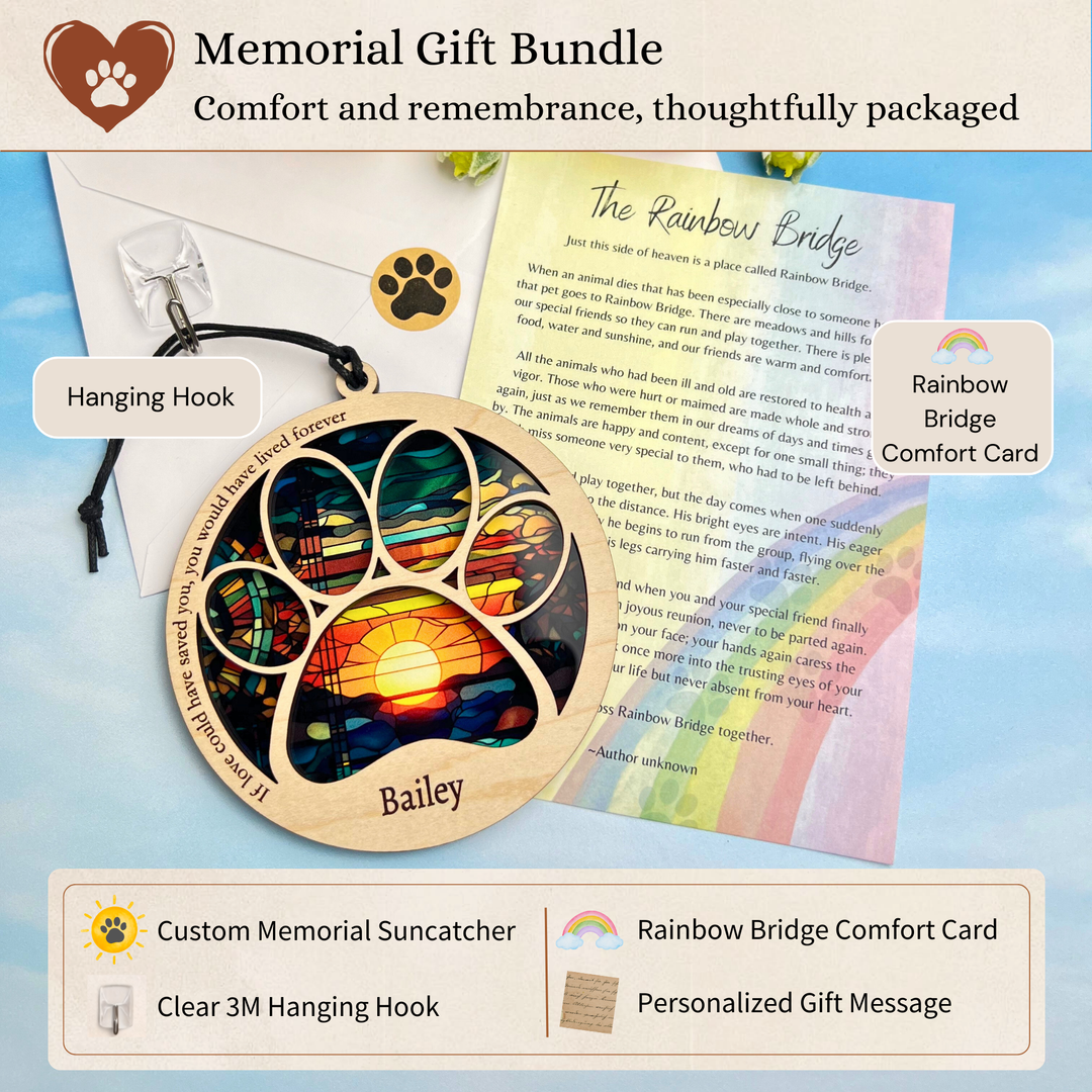 Pet Memorial Suncatcher - Paw Design