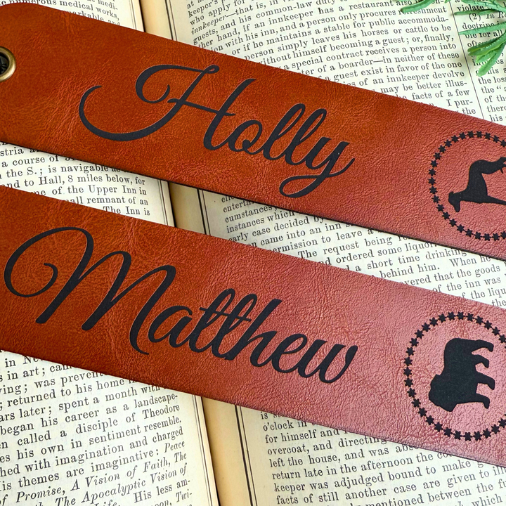 Personalized Leatherette Bookmark with Script Name & Dog Breed