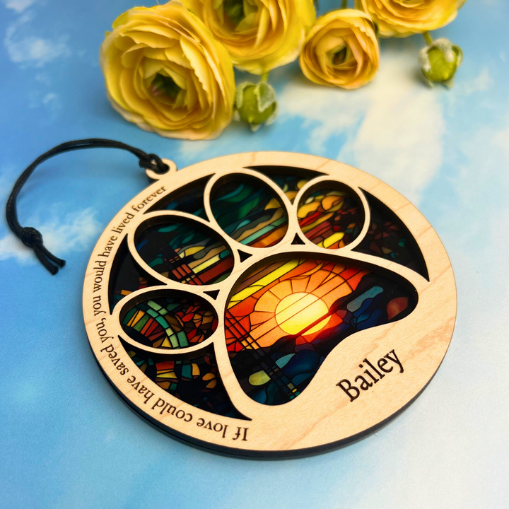 Pet Memorial Suncatcher, Paw Design - Sunrise