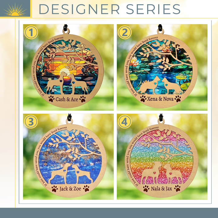 Dog Memorial Suncatcher - Multiple Dogs - Designer Series