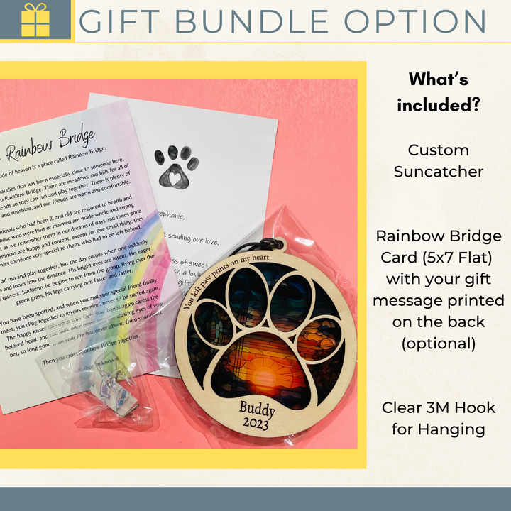 Pet Memorial Suncatcher, Paw Design - Sunrise