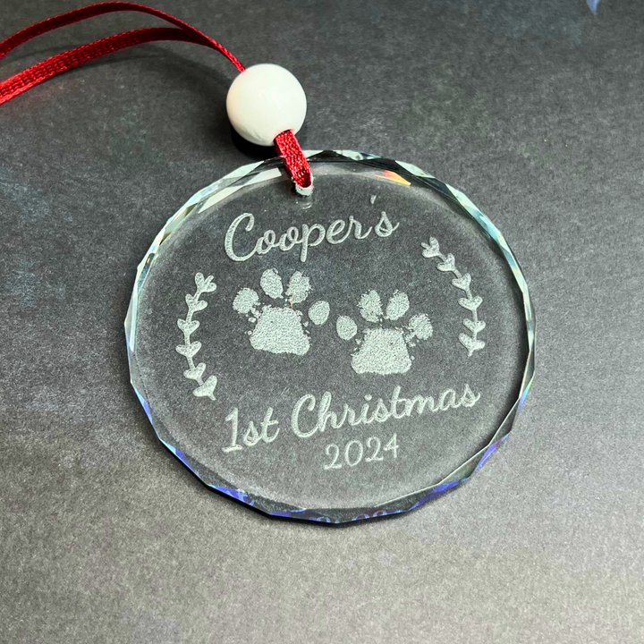 Puppy's First Christmas - 3" Glass Ornament (Crystal)