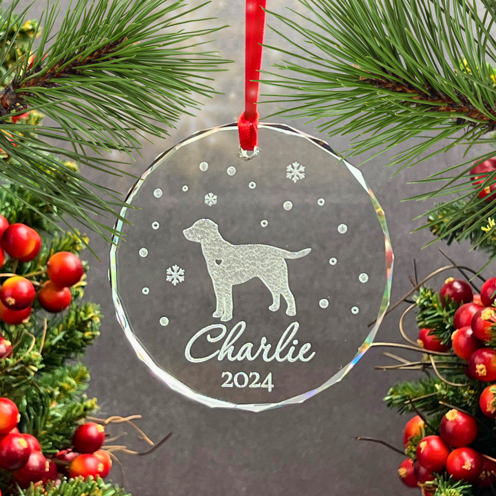 Glass Dog Silhouette Ornament - 3" Crystal Ornament