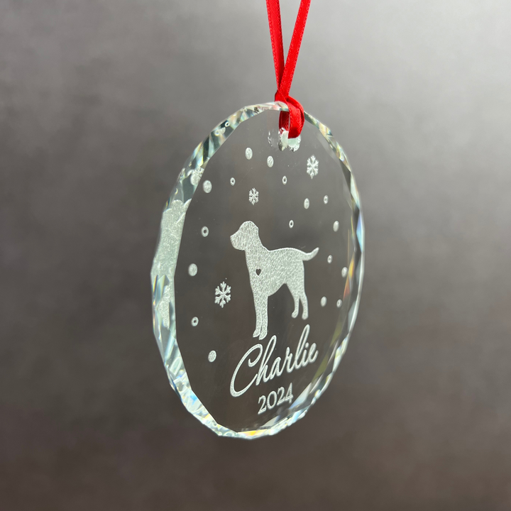 Glass Dog Silhouette Ornament - 3" Crystal Ornament