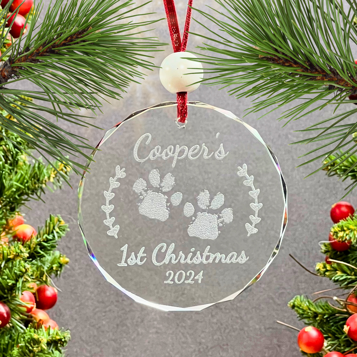 Puppy's First Christmas - 3" Glass Ornament (Crystal)