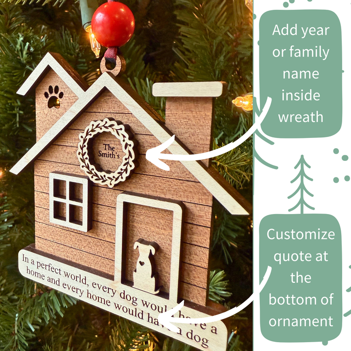 Custom Wood House with Dog Ornament