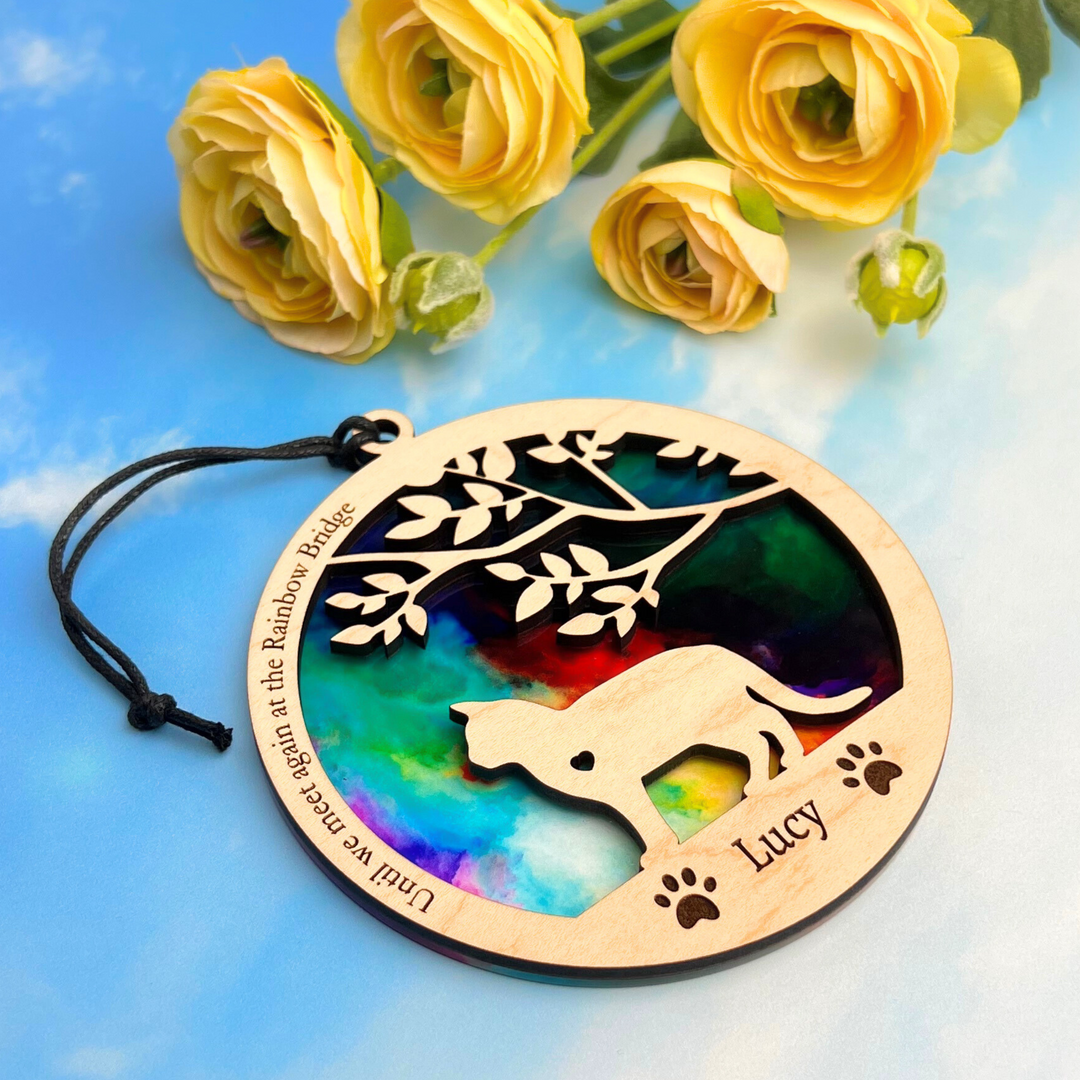 Cat Memorial Suncatcher - Rainbow Series