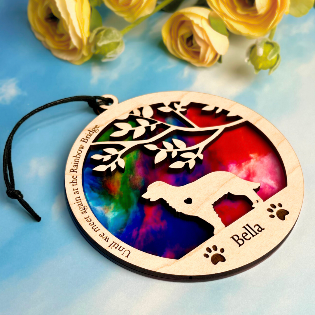 Dog Memorial Suncatcher - Rainbow Swirl