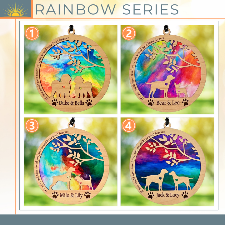 Dog Memorial Suncatcher - Multiple Dogs - Rainbow Swirl