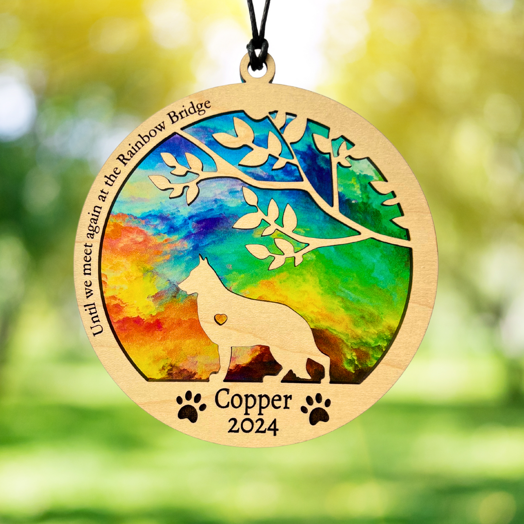 Dog Memorial Suncatcher - Rainbow Swirl