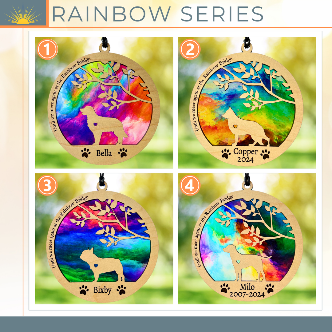 Dog Memorial Suncatcher - Rainbow Swirl