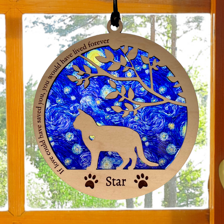 Cat Memorial Suncatcher - Starry Night