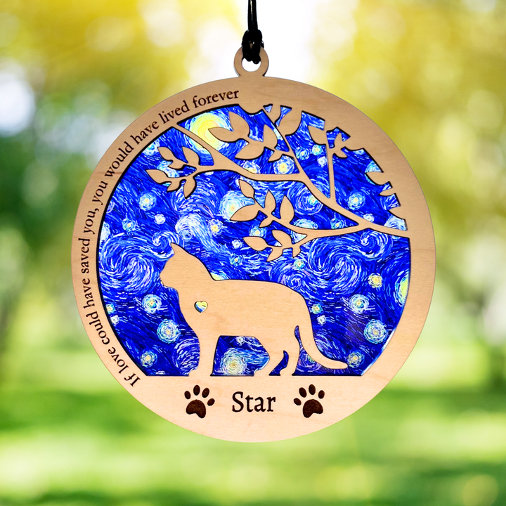 Cat Memorial Suncatcher - Starry Night