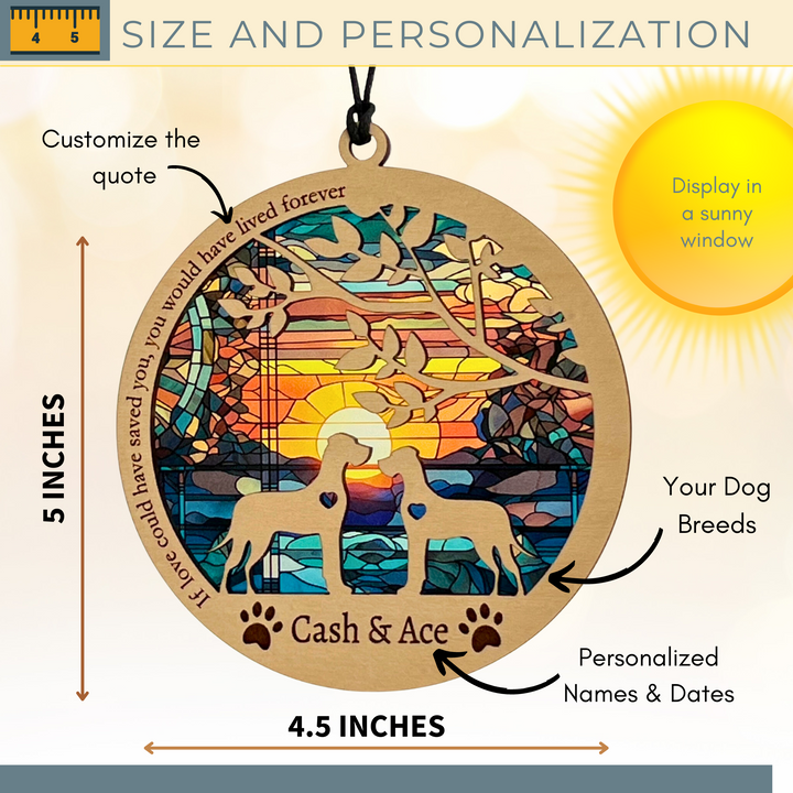 Dog Memorial Suncatcher - Multiple Dogs - Designer Series