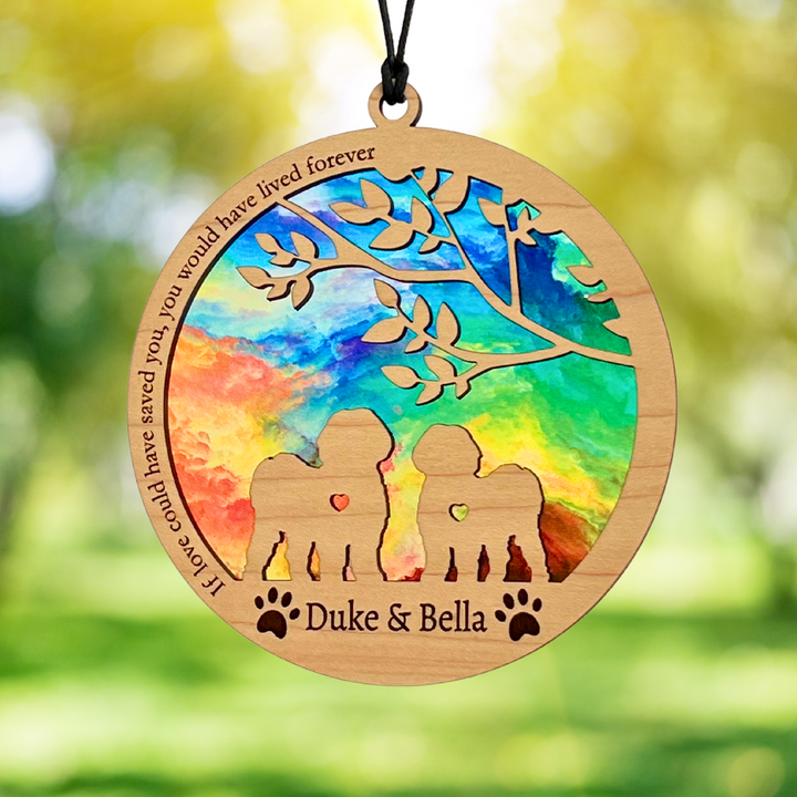 Dog Memorial Suncatcher - Multiple Dogs - Rainbow Swirl