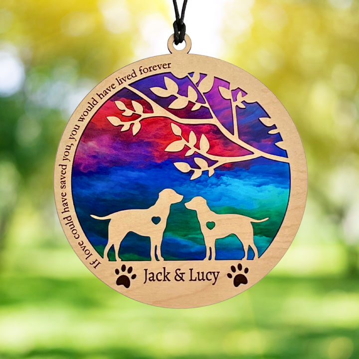 Dog Memorial Suncatcher - Multiple Dogs - Rainbow Swirl