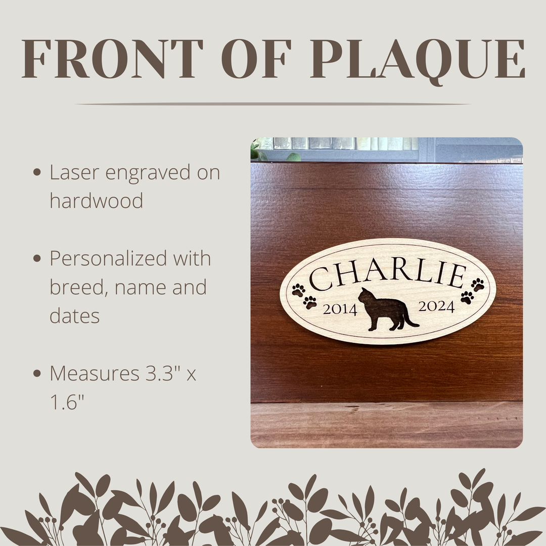 Custom Cat Memorial Plaque for Cremation Urn