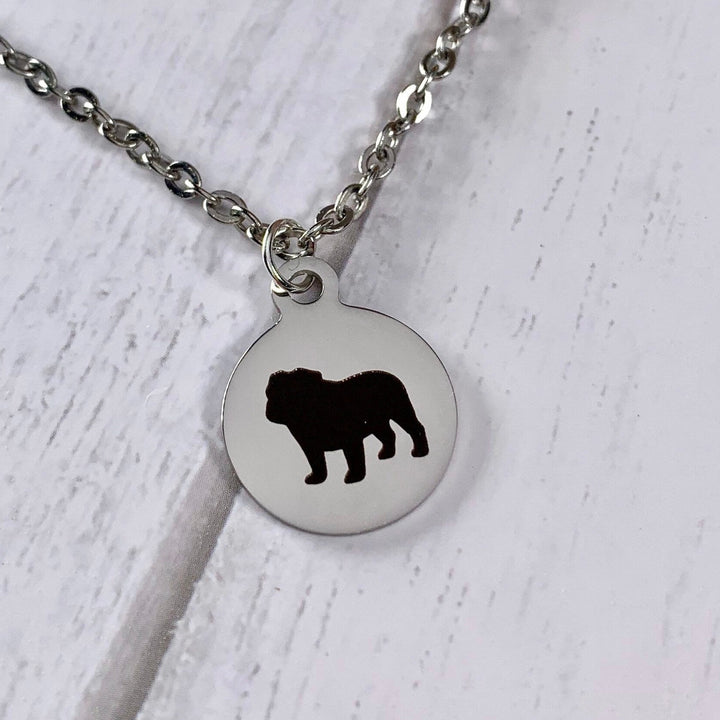 English Bulldog Necklace | Simple Charm Style on 18" necklace | Stainless Steel