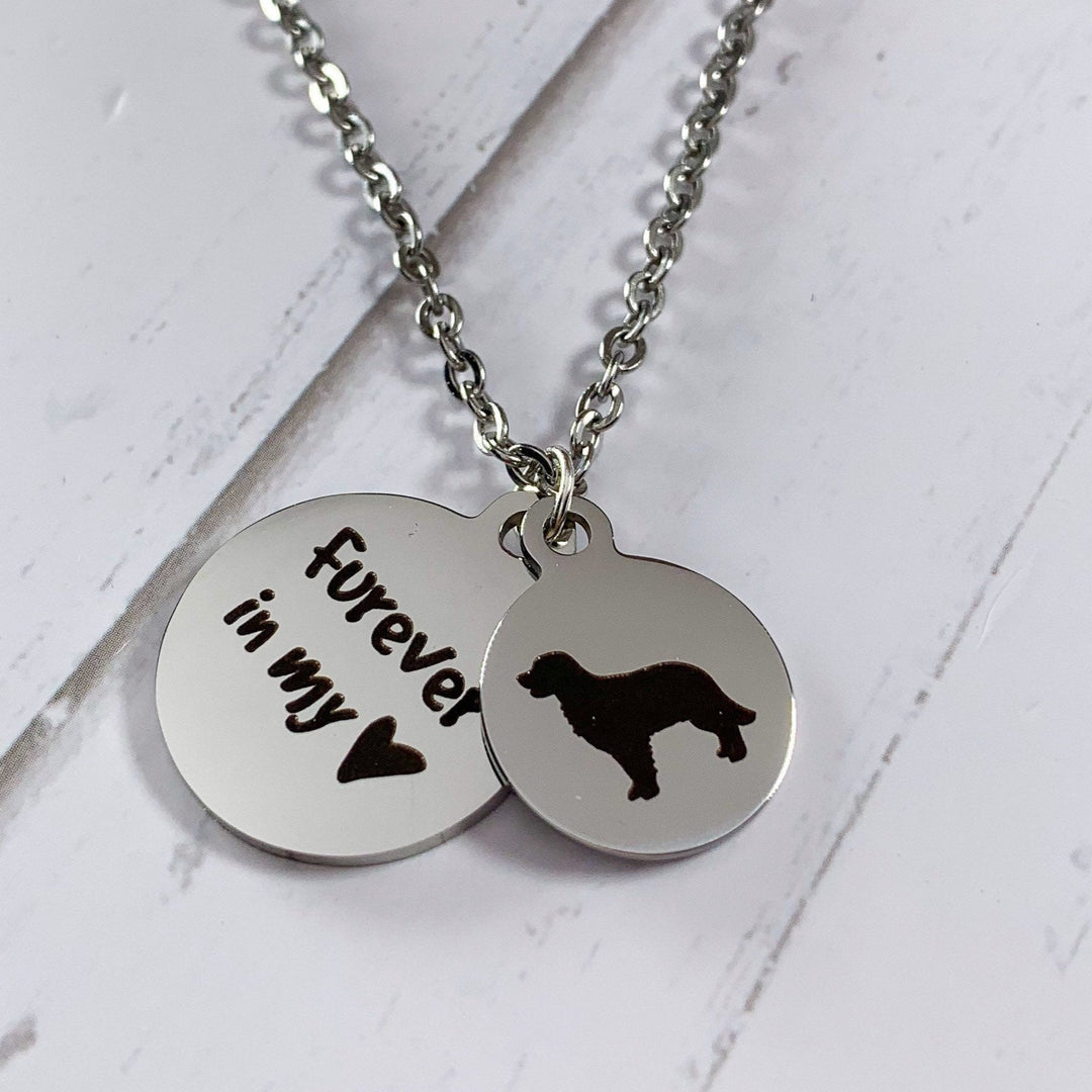 Dog Loss Necklace | Memorial Jewelry | Featuring Breed and Quote Charm "Furever In My Heart" | Personalized Packaging | Golden Retriever