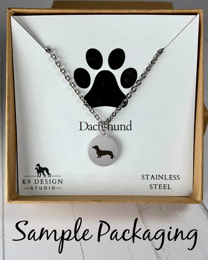English Bulldog Necklace | Simple Silhouette | Charm Style on 18" Chain | Stainless Steel | Laser Engraved