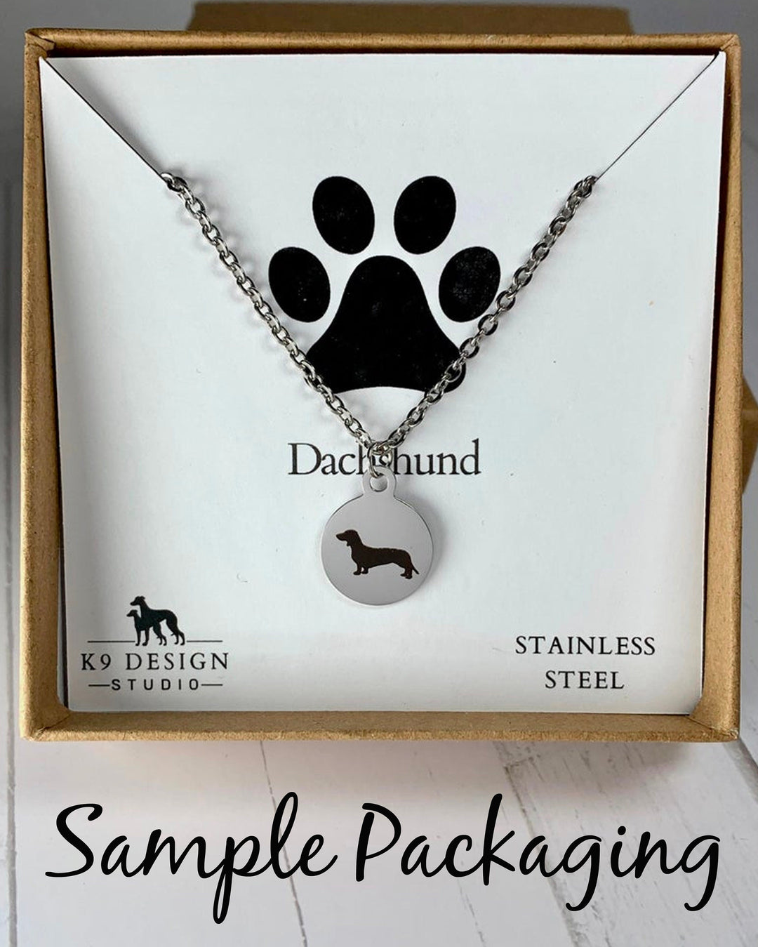 Golden Retriever Necklace | Simple Silhouette | Charm Style on 18" Chain | Stainless Steel | Laser Engraved