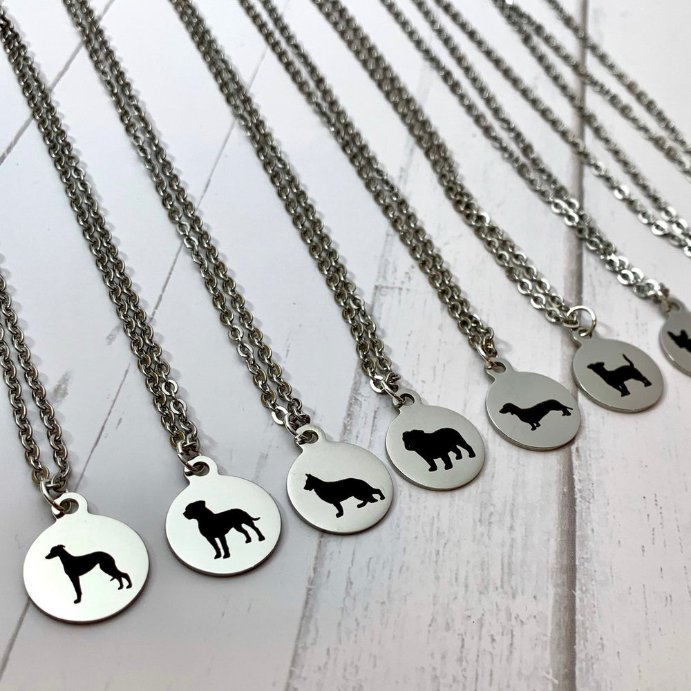 Boxer Necklace | Simple Silhouette | Charm Style on 18" Chain | Stainless Steel | Laser Engraved