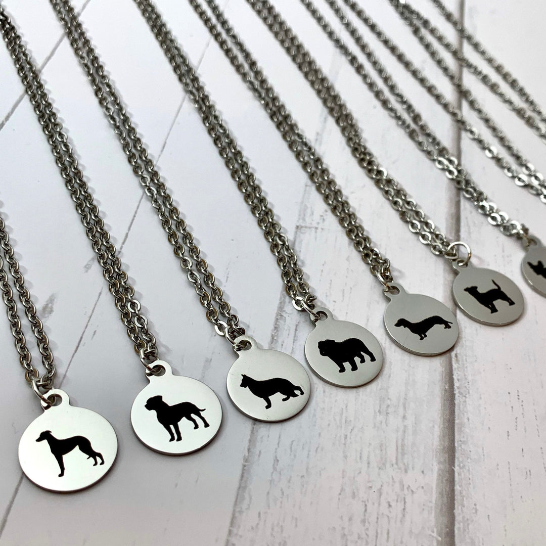 Boxer Necklace | Simple Silhouette | Charm Style on 18" Chain | Stainless Steel | Laser Engraved