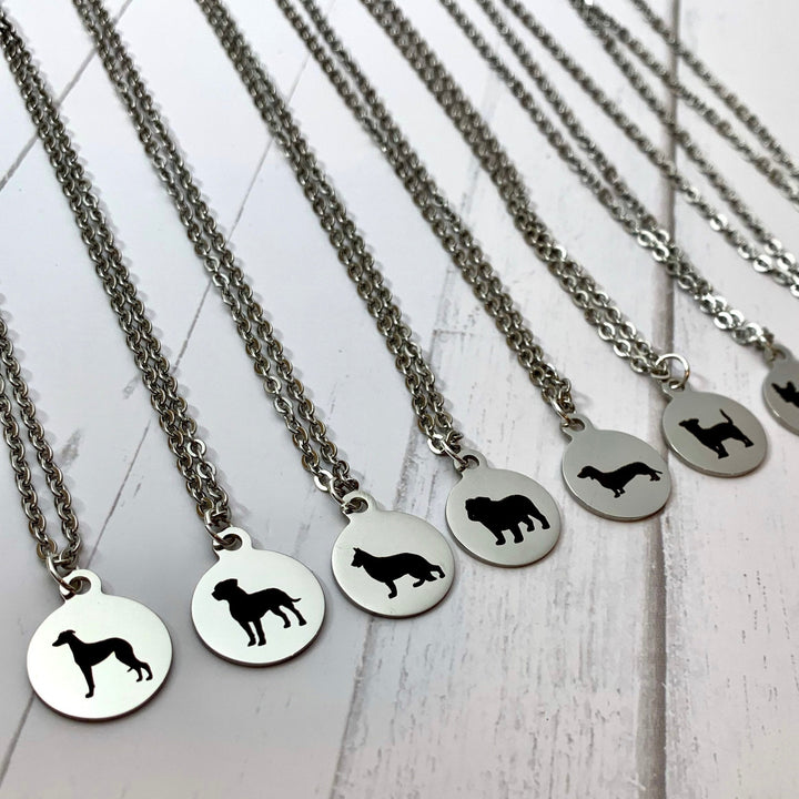 Boxer Necklace | Simple Silhouette | Charm Style on 18" Chain | Stainless Steel | Laser Engraved