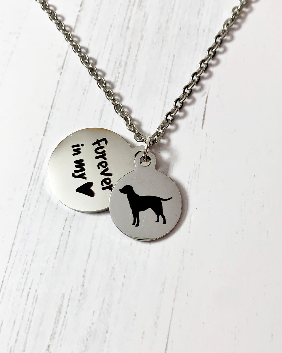 Labrador Memorial Necklace | Breed Silhouette and Quote Charm "Furever In My Heart" | Personalized Packaging | Pet Loss | In Memory