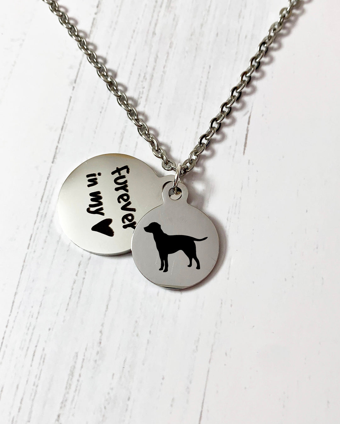 Labrador Retriever Necklace | Breed Silhouette and Quote Charm "Furever In My Heart" | Personalized Packaging | Pet Loss | In Memory