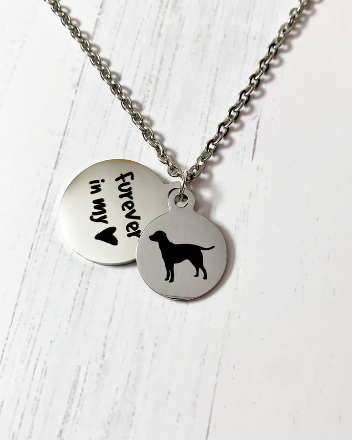 Labrador Retriever Necklace | Breed Silhouette and Quote Charm "Furever In My Heart" | Personalized Packaging | Pet Loss | In Memory