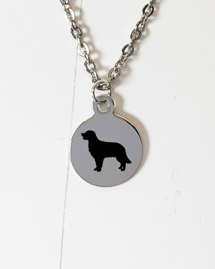 Golden Retriever Necklace | Simple Silhouette | Charm Style on 18" Chain | Stainless Steel | Laser Engraved