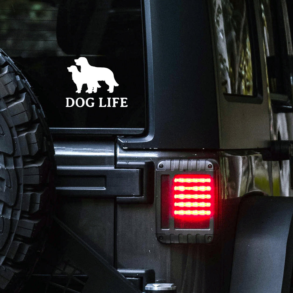 Dog Life Car Decal | 400+ Breeds Available | Dog Life | Permanent Outdoor Vinyl | 4"x4" | White Matte Car Decal