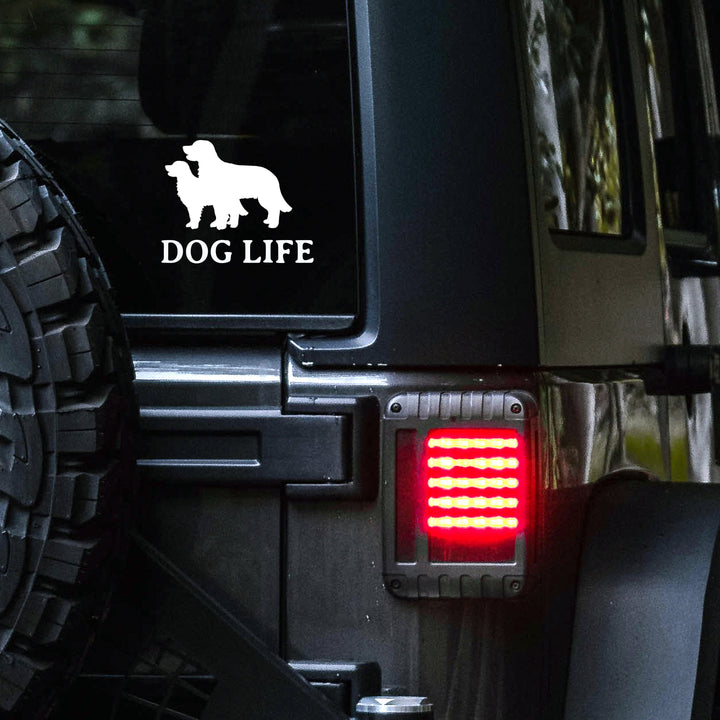 Dog Life Car Decal | 400+ Breeds Available | Dog Life | Permanent Outdoor Vinyl | 4"x4" | White Matte Car Decal