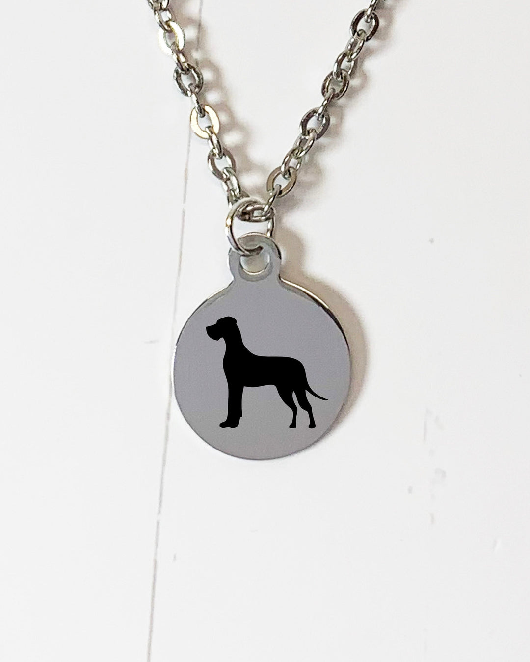 Great Dane Pendant Necklace | Simple Dog Silhouette | Stainless Steel | Perfect Gift for Dog Lover | Memorial Necklace | Engravable