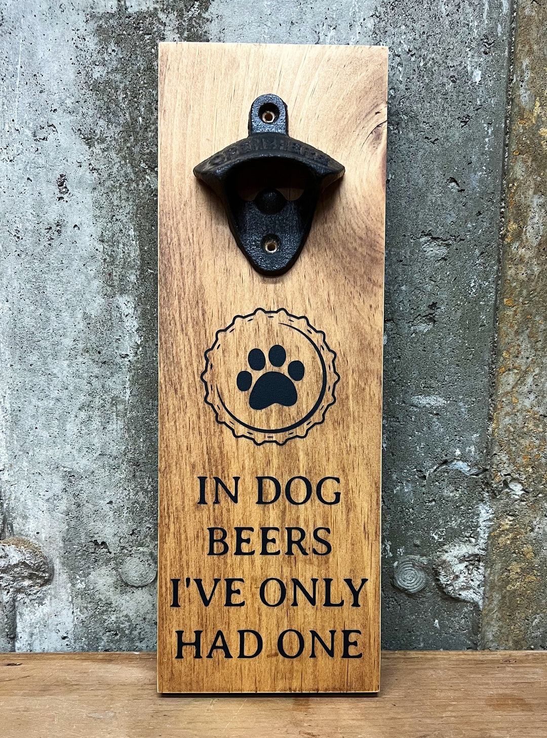 Dog Lover Bottle Opener, Handpainted on solid wood with bronze cast iron opener, Perfect gift for the dog lover who loves beer