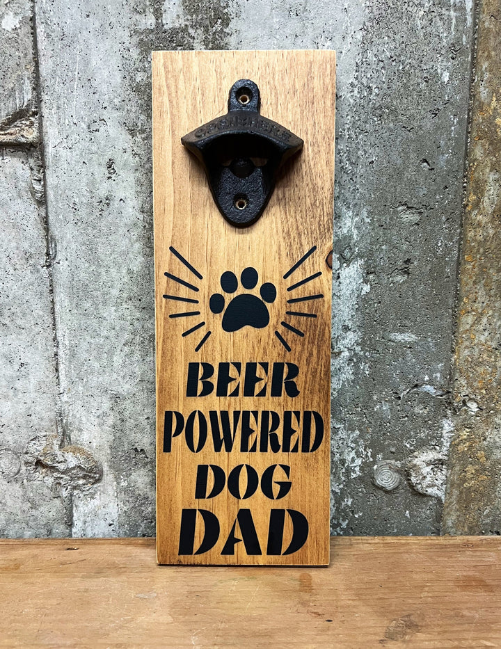 Dog Lover Bottle Opener, Handpainted on solid wood with bronze cast iron opener, Perfect gift for the dog lover who loves beer