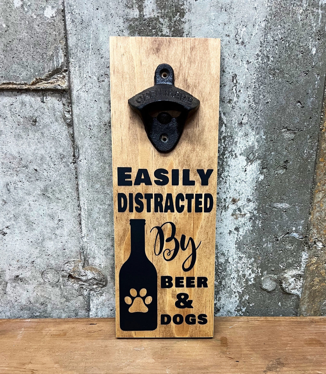 Dog Lover Bottle Opener, Handpainted on solid wood with bronze cast iron opener, Perfect gift for the dog lover who loves beer