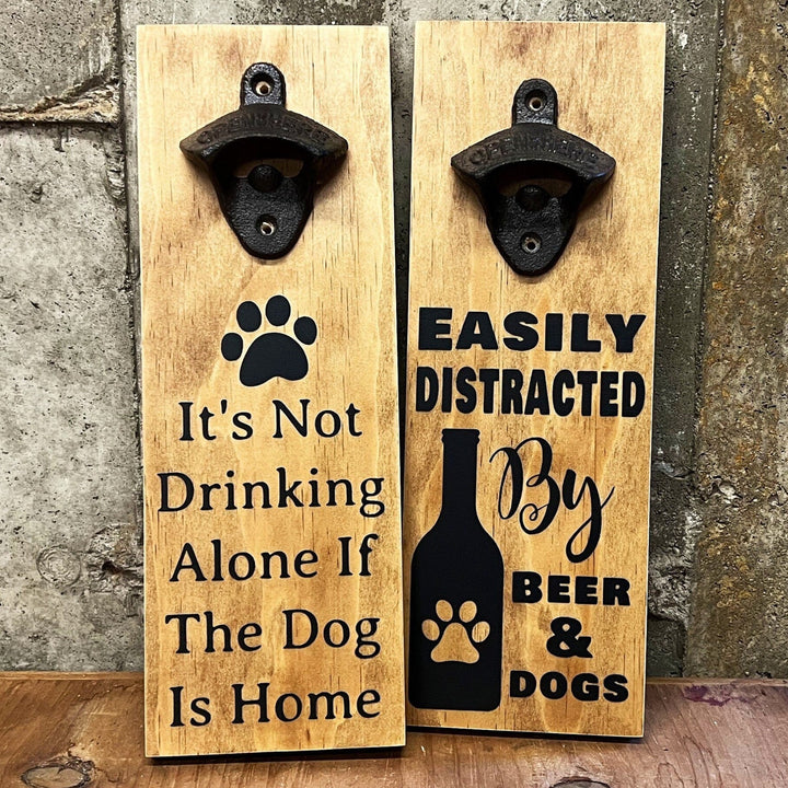 Dog Lover Bottle Opener, Handpainted on solid wood with bronze cast iron opener, Perfect gift for the dog lover who loves beer