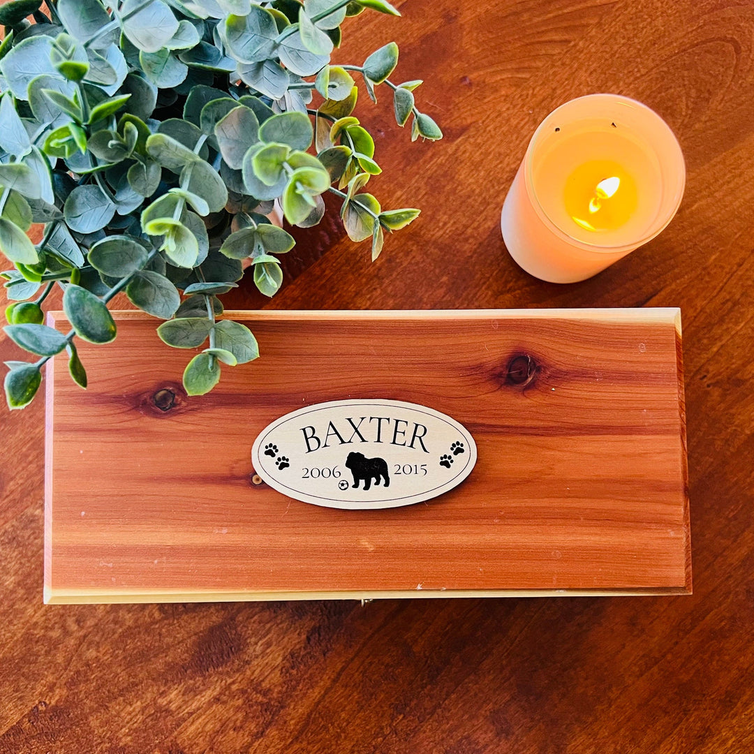 Plaque for Dog Urn (No Urn Included), Personalized with breed, name and dates