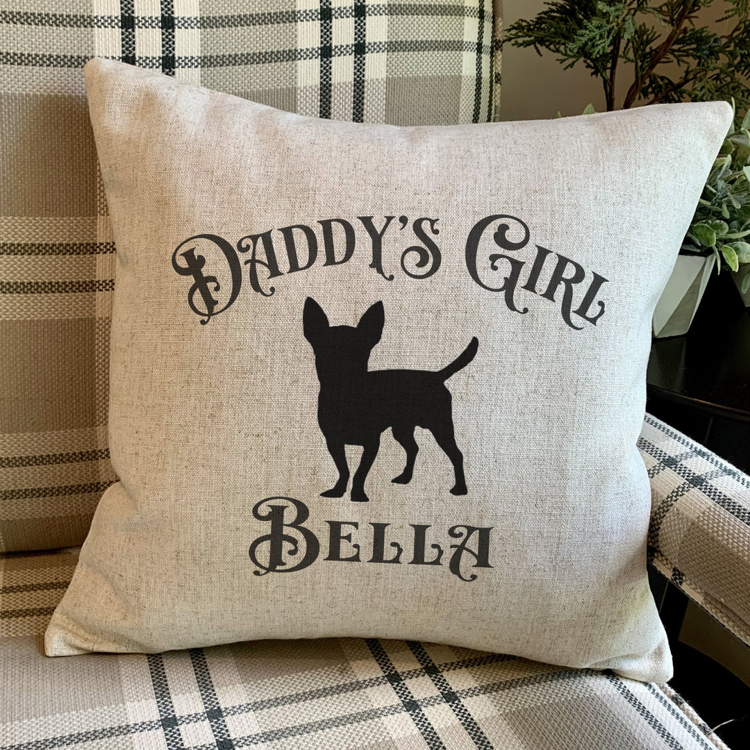 Daddy's Girl Pillow Cover, Available in All Breeds, Personalized with Name, 17" x 17", Dog Dad, Father's Day Gift