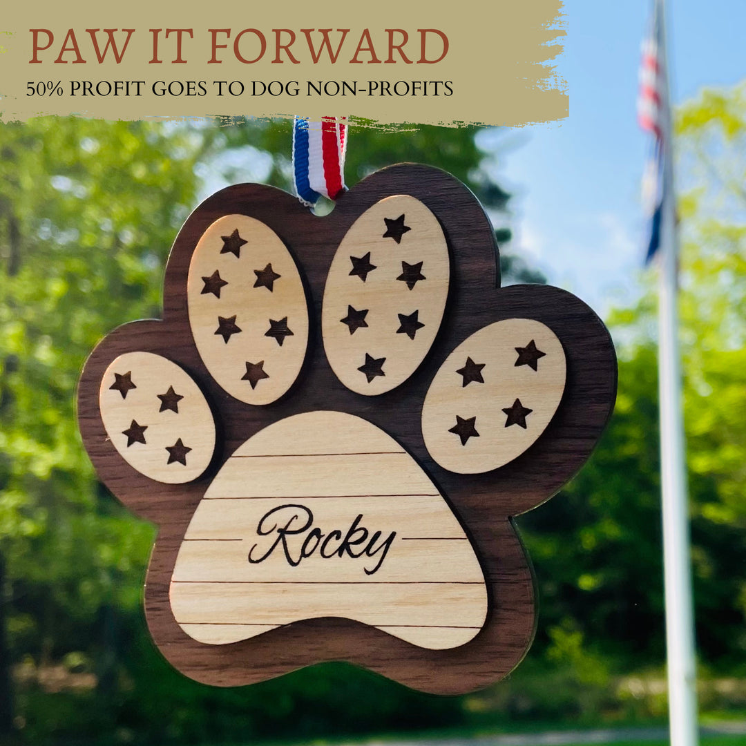 Personalized Dog Paw Ornament Decoration, PAW IT FORWARD, Supports Dog Non-Profit Organizations, Give Back Program