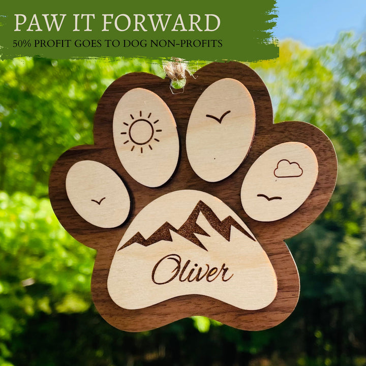 Personalized Dog Paw Ornament Decoration, PAW IT FORWARD, Supports Dog Non-Profit Organizations, Give Back Program