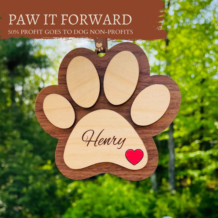 Personalized Dog Paw Ornament Decoration, PAW IT FORWARD, Supports Dog Non-Profit Organizations, Give Back Program