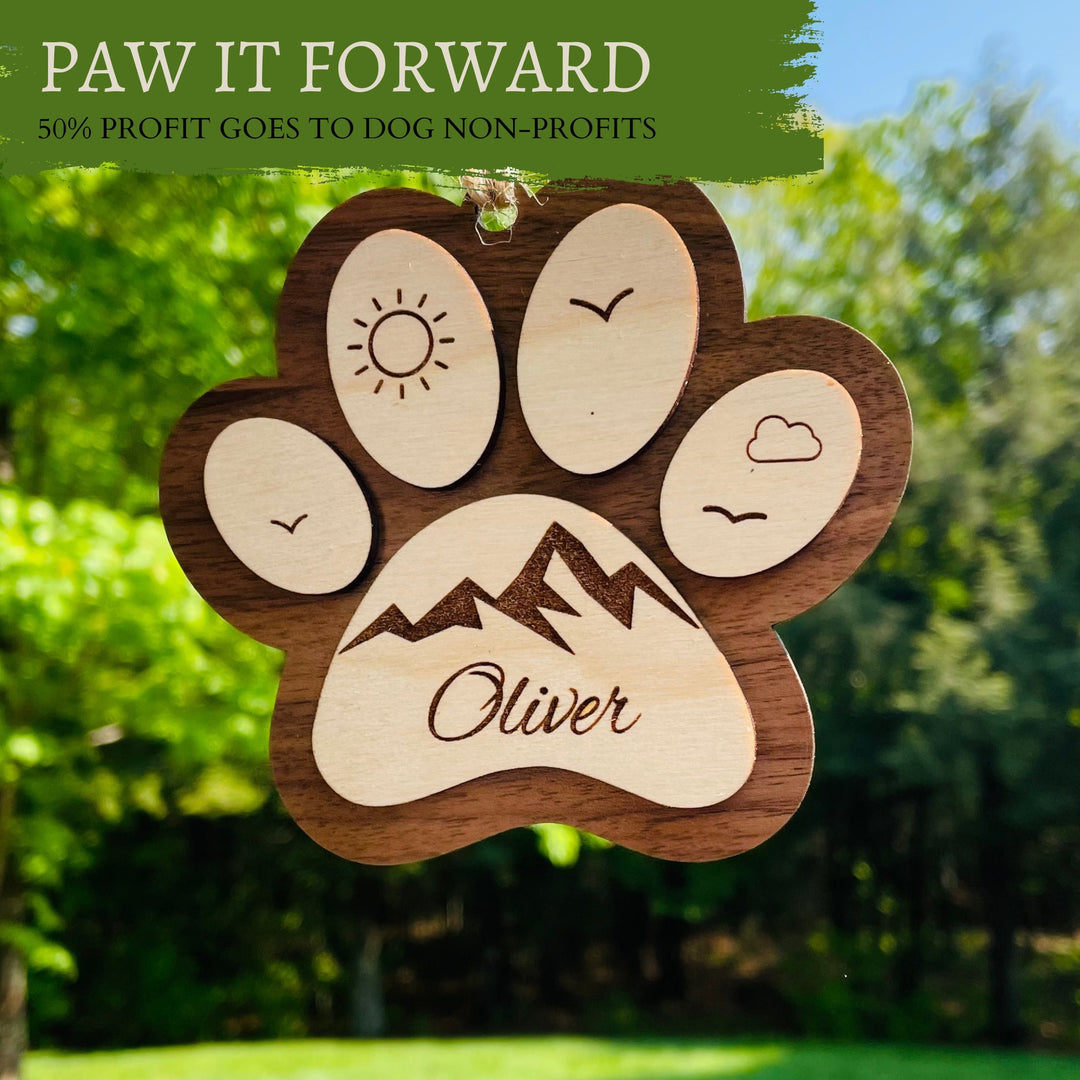 Personalized Dog Paw Ornament Decoration, PAW IT FORWARD, Supports Dog Non-Profit Organizations, Give Back Program