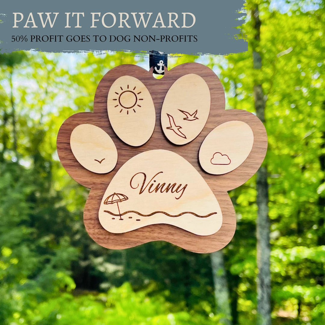 Personalized Dog Paw Ornament Decoration, PAW IT FORWARD, Supports Dog Non-Profit Organizations, Give Back Program