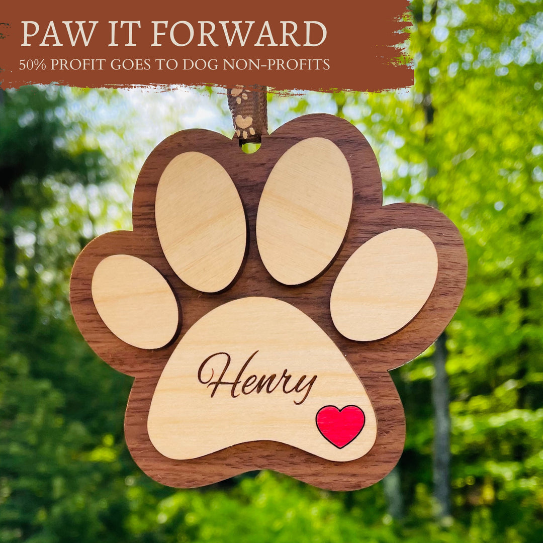 Personalized Dog Paw Ornament Decoration, PAW IT FORWARD, Supports Dog Non-Profit Organizations, Give Back Program